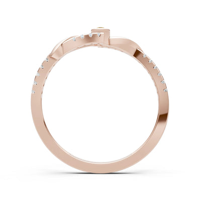 Citrine Bezel Center Pavé Accent Ring