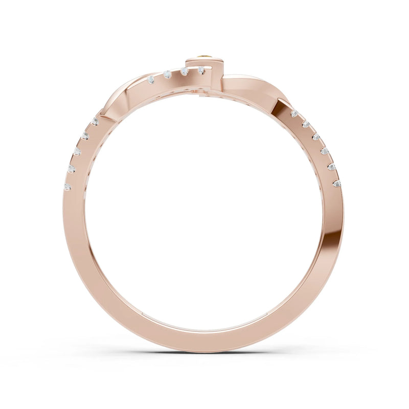 Citrine Bezel Center Pavé Accent Ring