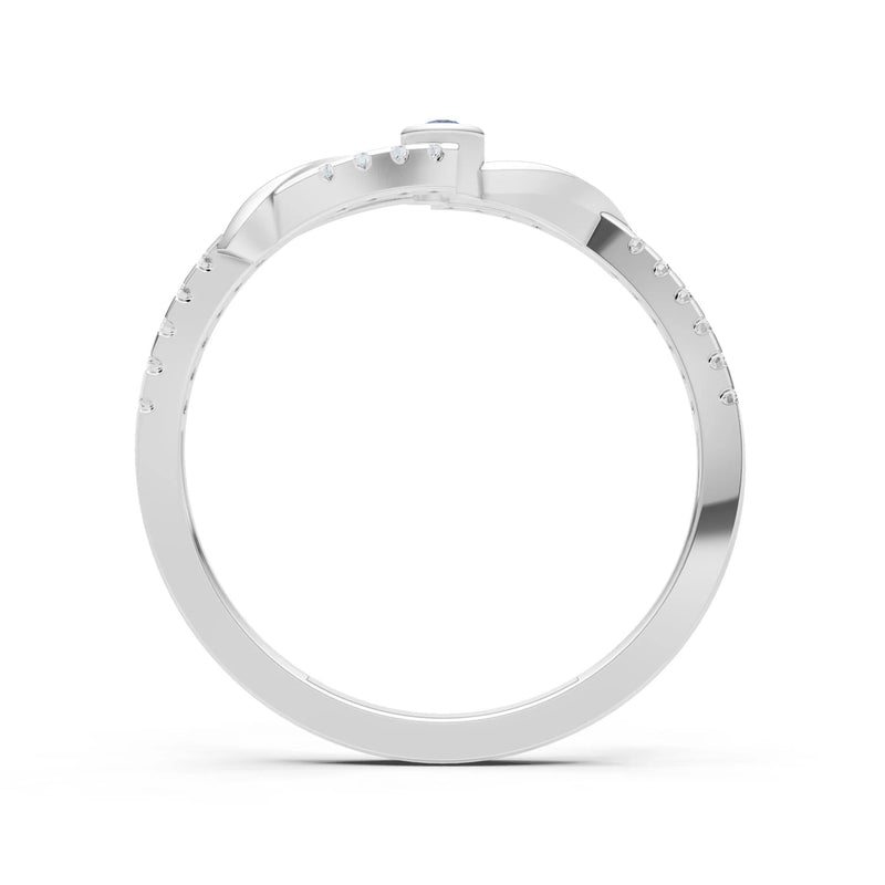 London Blue Topaz Bezel Center Pavé Accent Ring