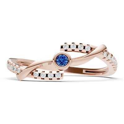 London Blue Topaz Bezel Center Pavé Accent Ring
