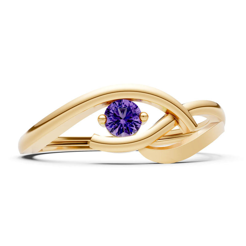 Dainty Twist Solitaire Round Ring - Round