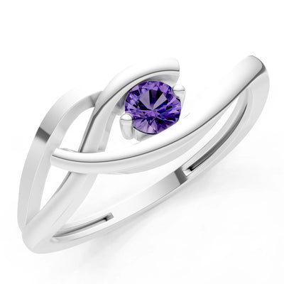 Dainty Twist Solitaire Round Ring - Round