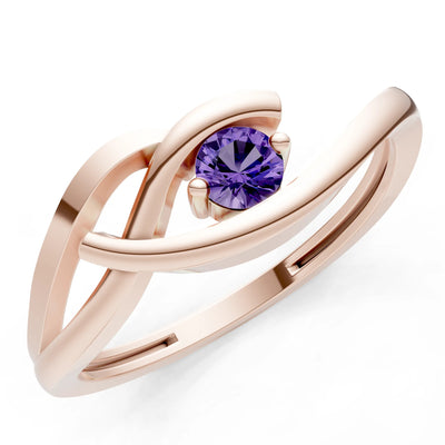 Dainty Twist Solitaire Round Ring - Round