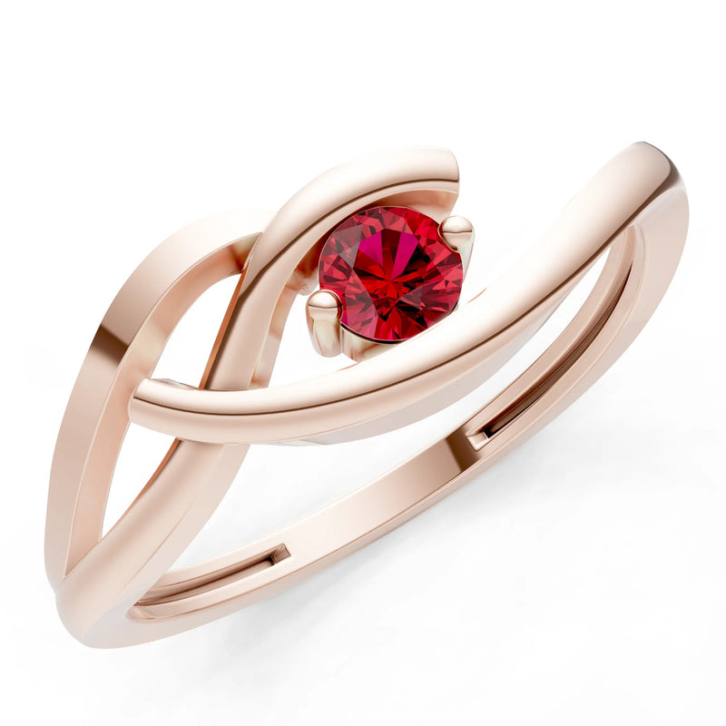 Dainty Twist Solitaire Round Ring - Round