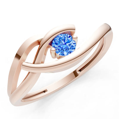 Dainty Twist Solitaire Round Ring - Round