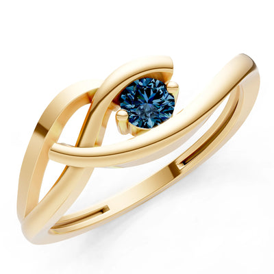 Dainty Twist Solitaire Round Ring - Round