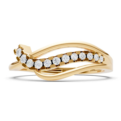 Dainty Wave Micro-Set Band Ring - Round