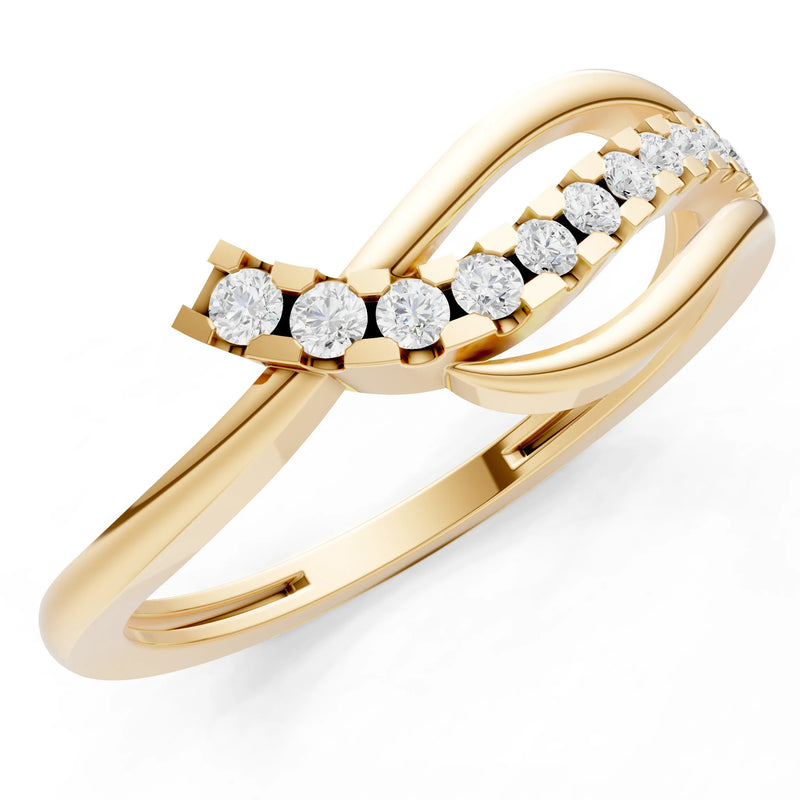 Dainty Wave Micro-Set Band Ring - Round
