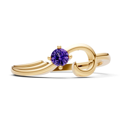 Scroll Accent Solitaire Ring