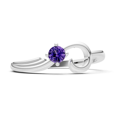 Scroll Accent Solitaire Ring