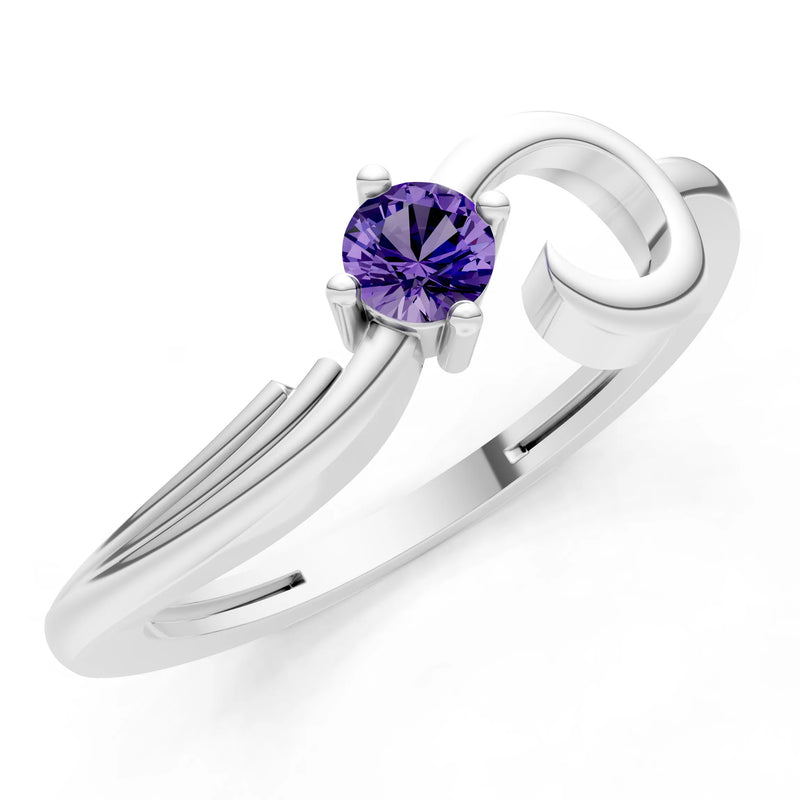 Scroll Accent Solitaire Ring