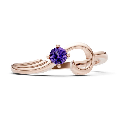 Scroll Accent Solitaire Ring
