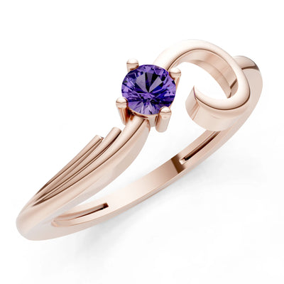 Scroll Accent Solitaire Ring
