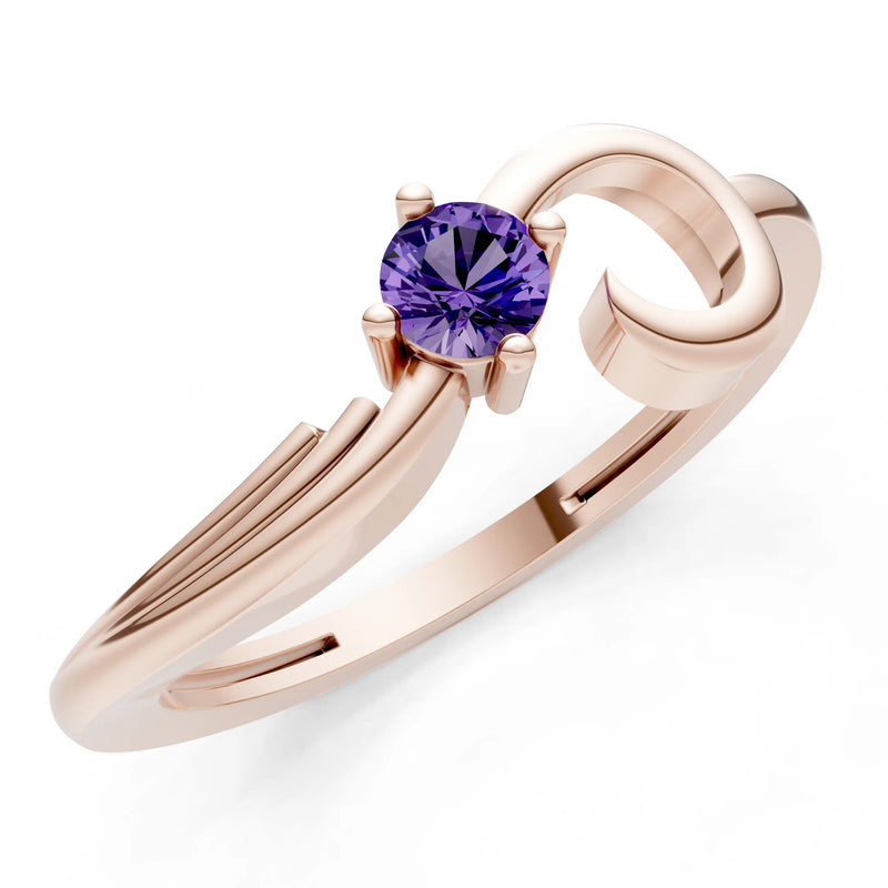 Scroll Accent Solitaire Ring