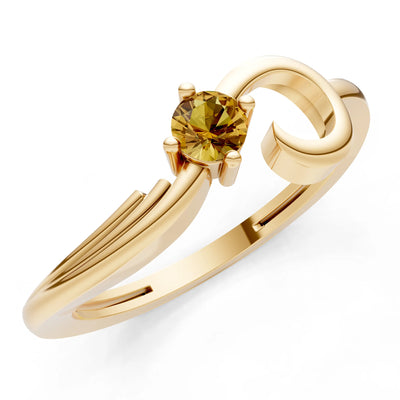 Scroll Accent Solitaire Ring