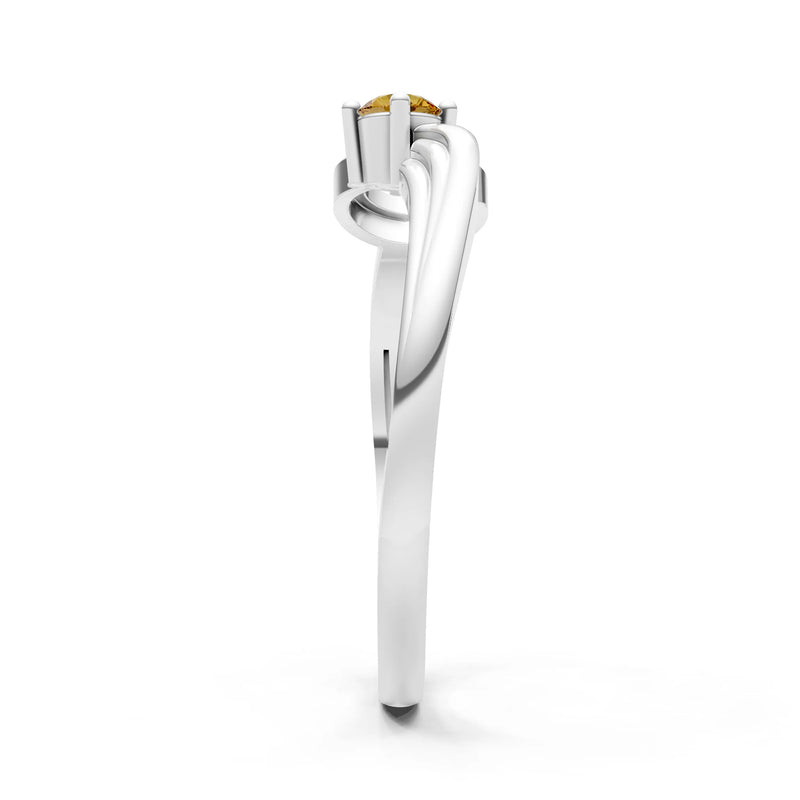 Citrine Scroll Accent Solitaire Ring