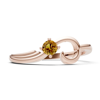 Scroll Accent Solitaire Ring