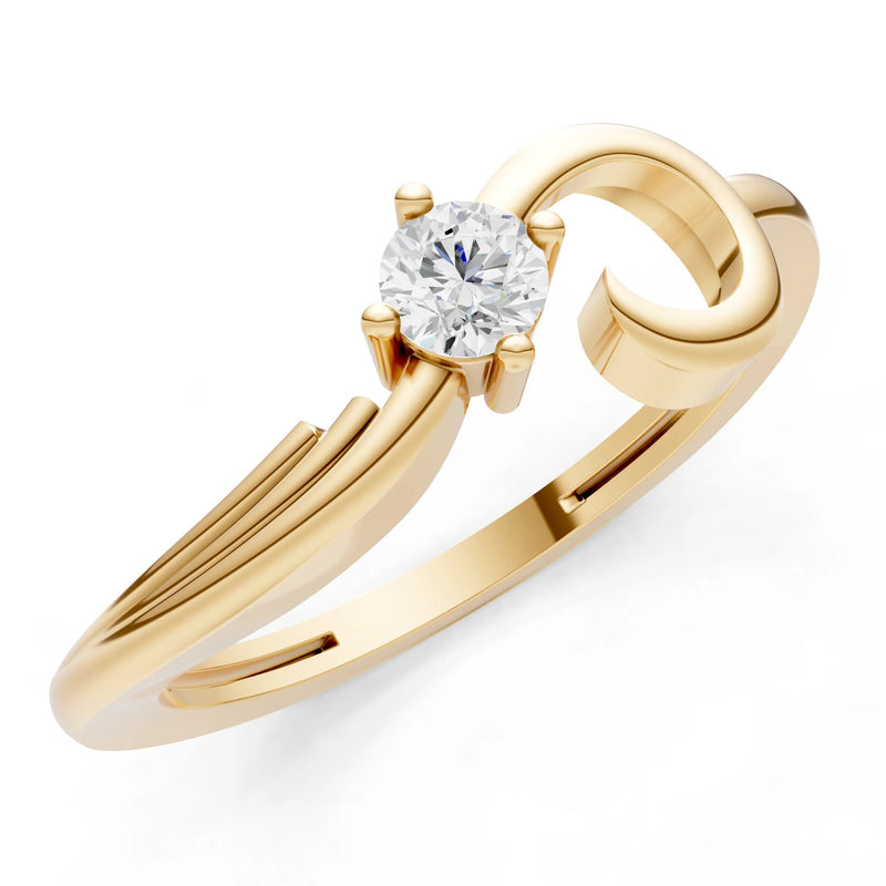Scroll Accent Solitaire Ring