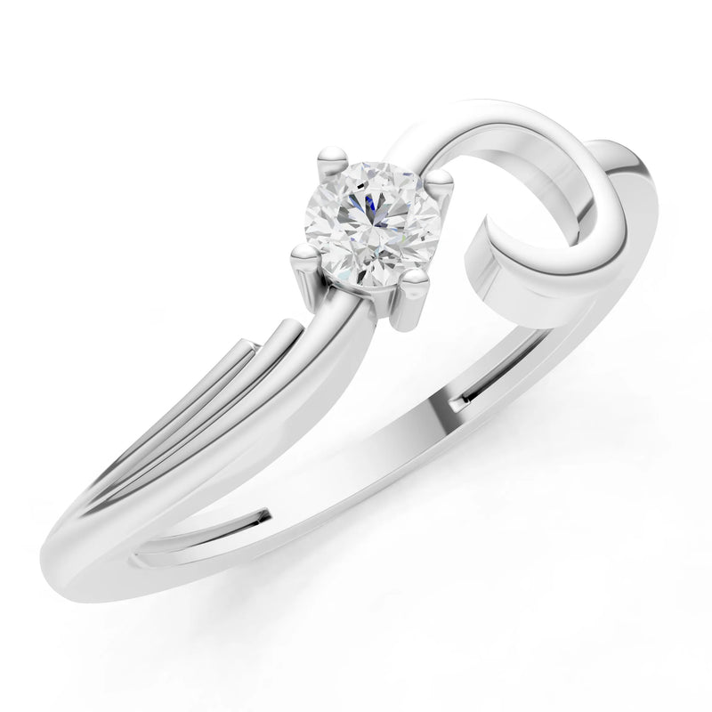 Scroll Accent Solitaire Ring