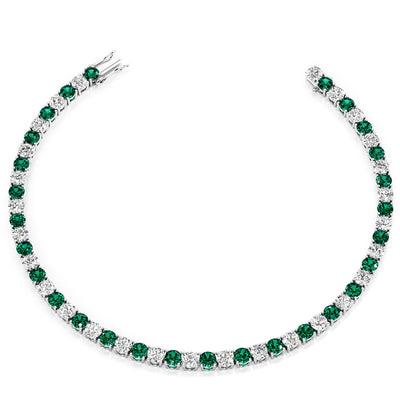 Emerald and Diamond Tennis Bracelet 14K Gold 6 Carats