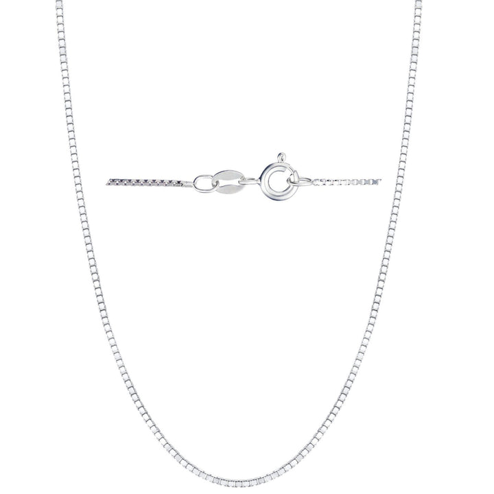 Sterling Silver 1mm Box Chain Necklace Peora Jewelry