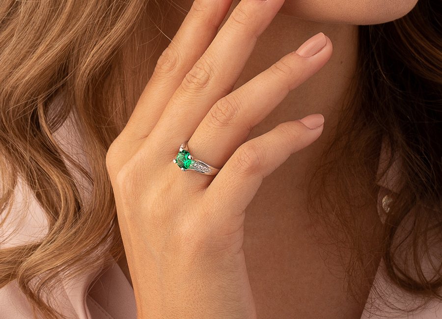 Created Emerald Ring in Sterling Silver