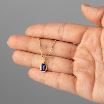 genuine tanzanite 14k yellow gold pendant with diamonds