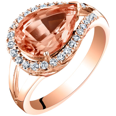 Peora Morganite and Diamond 14k Rose Gold Ring