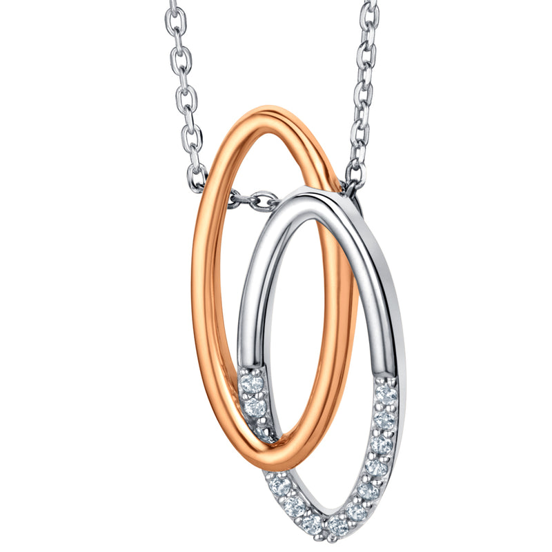 Two-tone Sterling Silver Eternal Links Pendant, Adjustable Chain