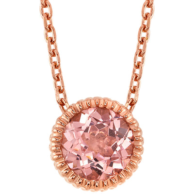 Peora morganite round shape rose gold sterling silver pendant necklace