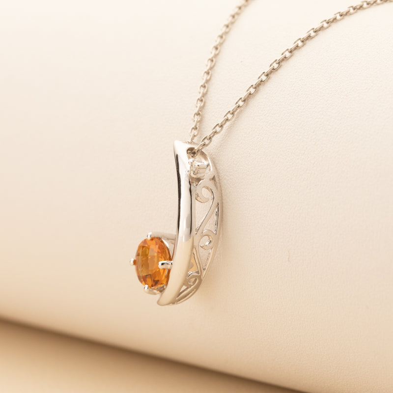 Peora Citrine pendant necklace sterling silver with lab grown diamond