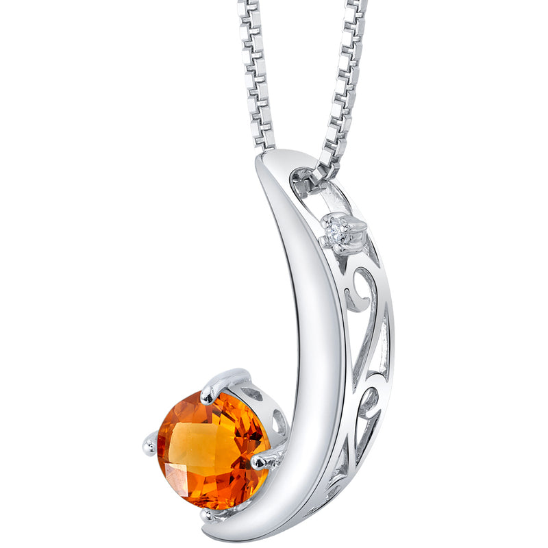 Peora Citrine pendant necklace sterling silver with lab grown diamond