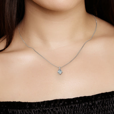 Aquamarine and Lab Grown Diamond Wishbone Pendant Necklace in Sterling Silver, 0.75 Carat total Cushion Cut