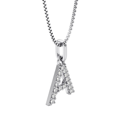 letter a lab grown diamonds alphabel initial charm pendant necklace sterling silver