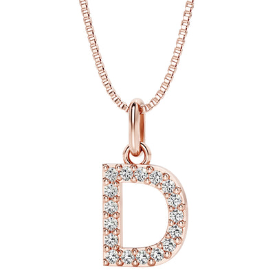 letter D lab grown diamonds alphabel initial charm pendant necklace sterling silver