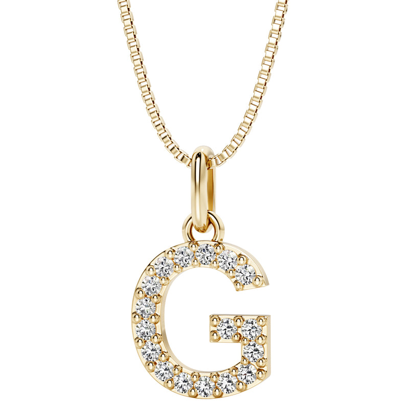 Peora letter G lab grown diamonds alphabel initial charm pendant necklace sterling silver