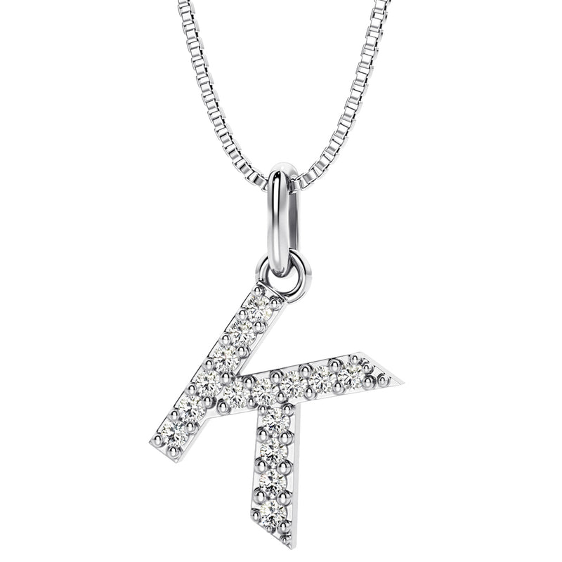 Peora letter K lab grown diamonds alphabel initial charm pendant necklace sterling silver