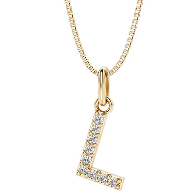 Peora letter L lab grown diamonds alphabel initial charm pendant necklace sterling silver