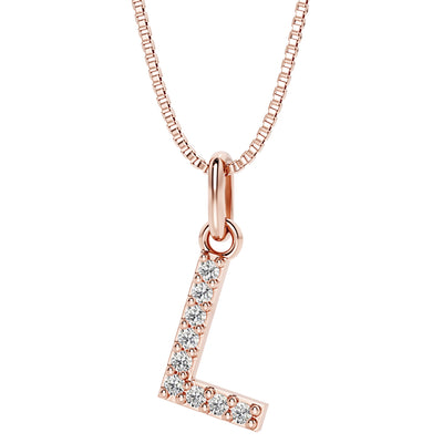 Peora letter L lab grown diamonds alphabel initial charm pendant necklace sterling silver