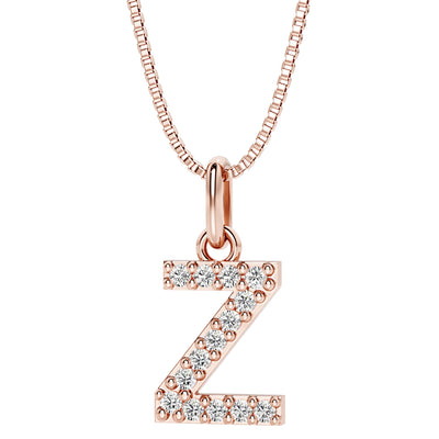 letter Z lab grown diamonds alphabel initial charm pendant necklace sterling silver