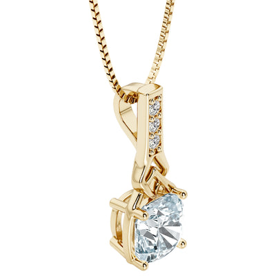 Aquamarine and Lab Grown Diamond Cathedral Drop Pendant Necklace in 14K Yellow Gold Plated Sterling Silver, 0.75 Carat total Cushion Cut