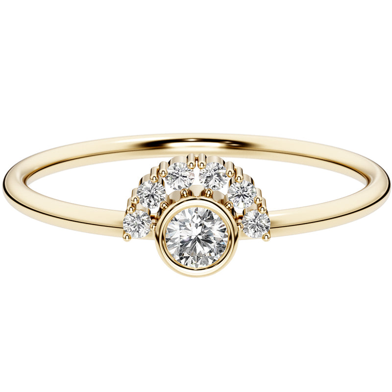 Diamond Sunburst Stackable Ring 14K Yellow Gold Plated Sterling Silver