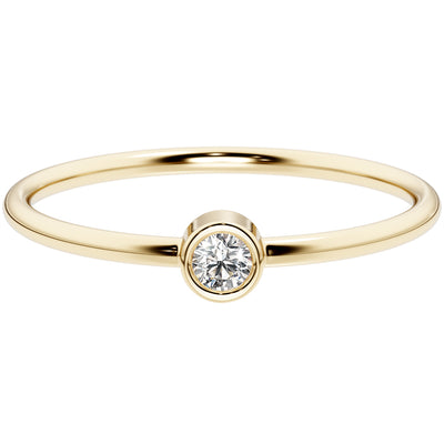 Diamond Bubble Solitaire Stackable Ring 14K Yellow Gold Plated Sterling Silver