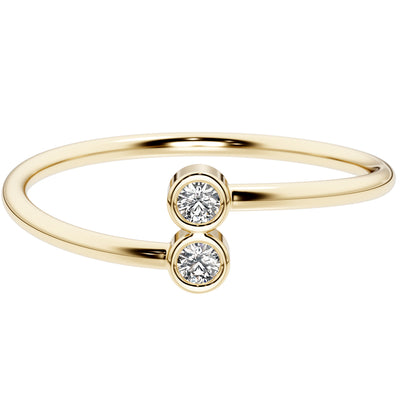 Diamond Bypass Stackable Ring 14K Yellow Gold Plated Sterling Silver