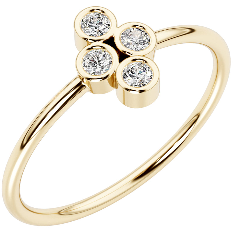 Diamond 4-Stone Stackable Ring 14K Yellow Gold Plated Sterling Silver