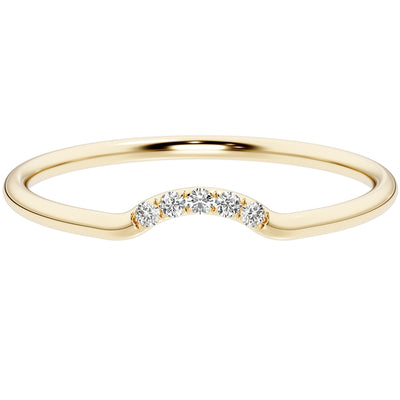 Diamond 5-Stone Contour Stackable Guard Ring 14K Yellow Gold Plated Sterling Silver