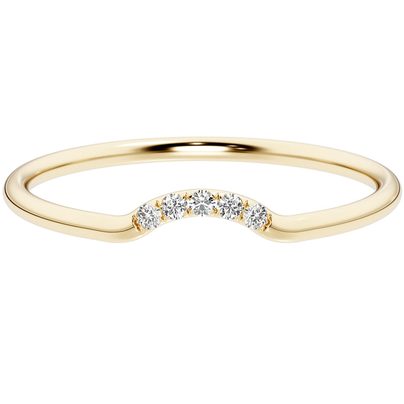 Diamond 5-Stone Contour Stackable Guard Ring 14K Yellow Gold Plated Sterling Silver