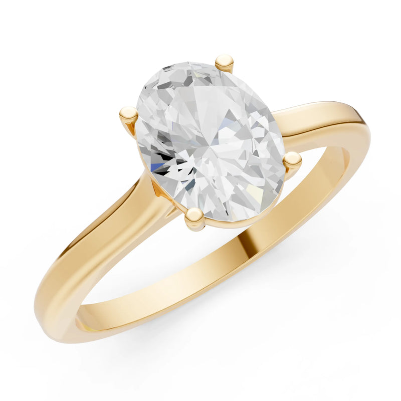 Oval Cut  Gold Solitaire Diamond Engagement Ring