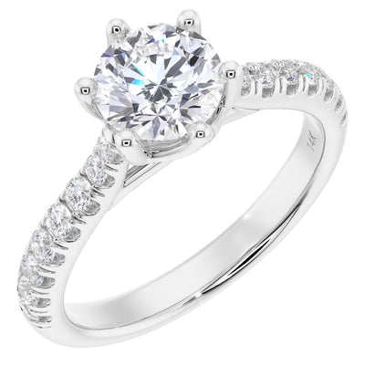 Peora lab grown diamond 1.25 carats round shape engagement ring 14k white gold