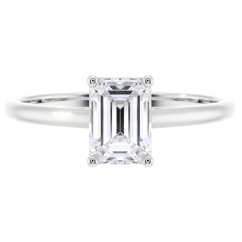 IGI Certified Emerald Cut Lab Grown Diamond Solitaire Ring 14K White Gold 1 Carat